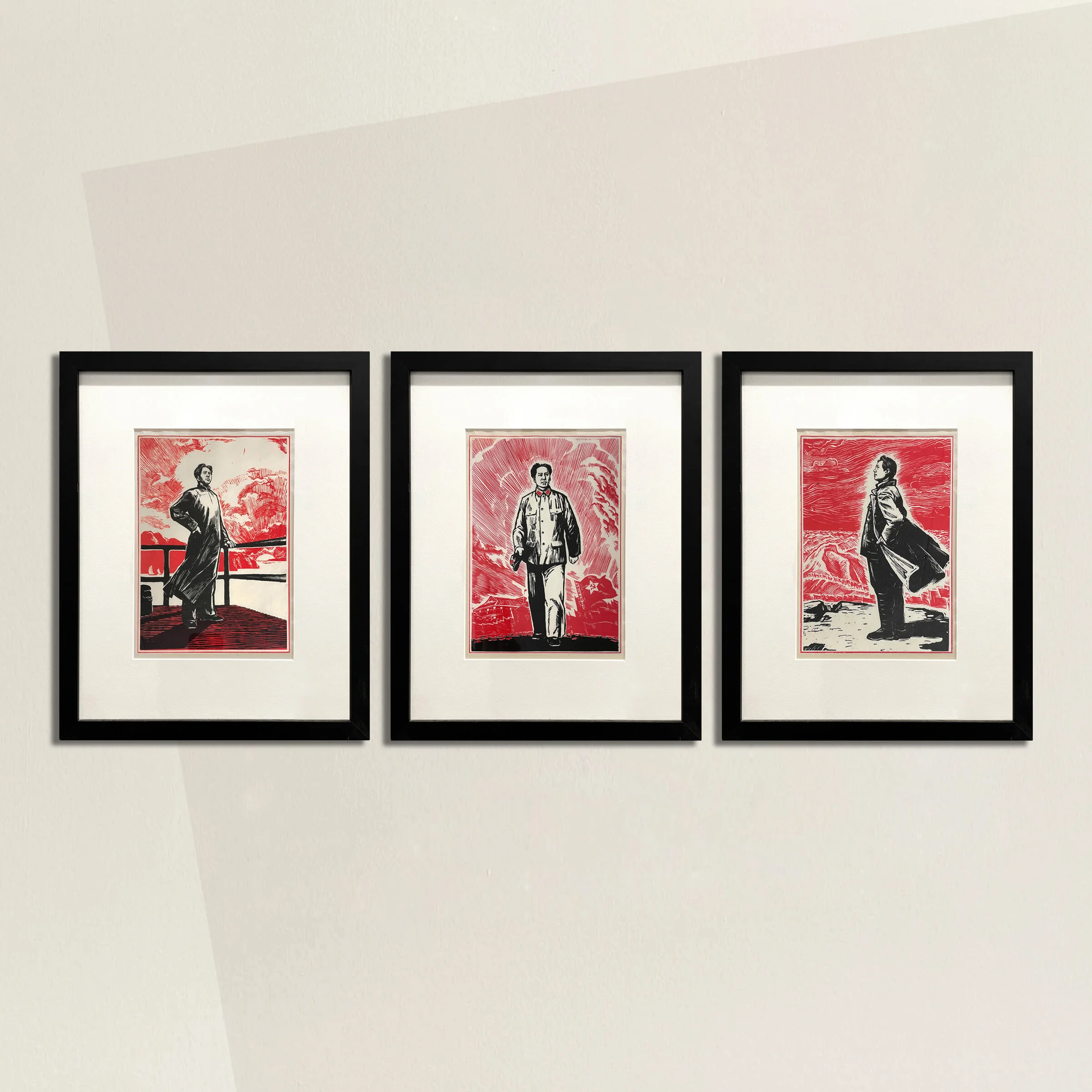 Set of Three Framed Mao Woodblock Prints — RIGHT | PROPER
